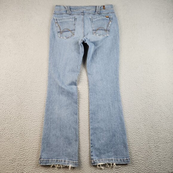 Y2K Bongo Flare Leg Jeans Womens/Jr's 13 Blue Low Rise Distress Denim Pants - Picture 2 of 14